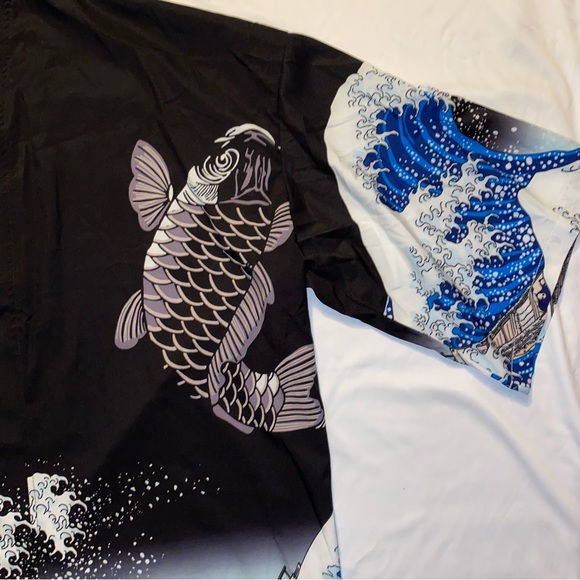 Ocean Print Open Front Lightweight Shirt - Picture 5 of 7